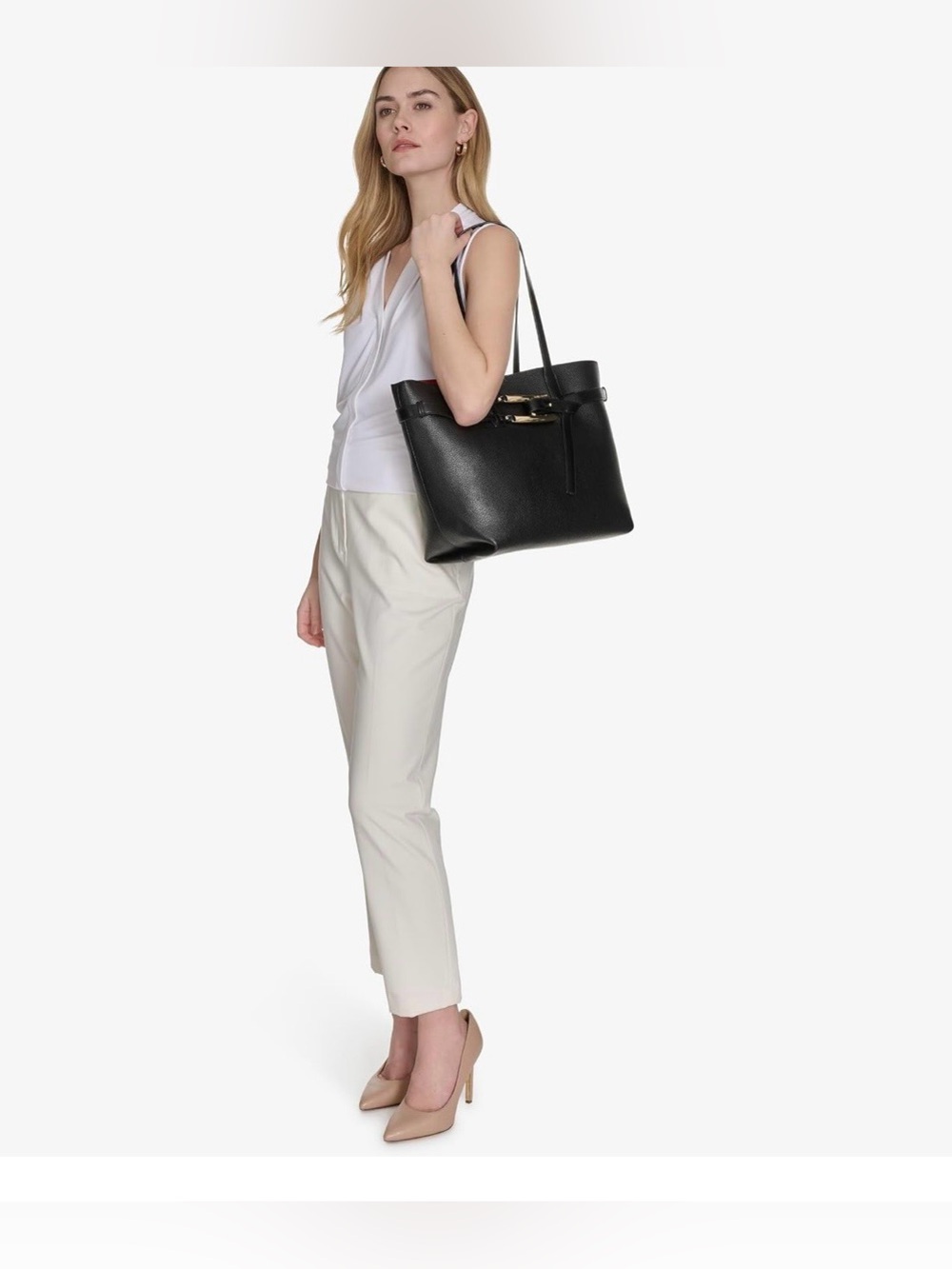 NWT Halston Tasha Rocky Road Tote in black